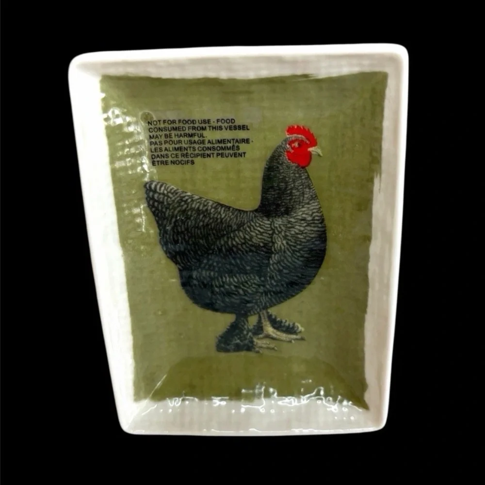 Ashland Trinket Mini Tray Dish Green Farmhouse Country Rooster Chicken Decor NEW